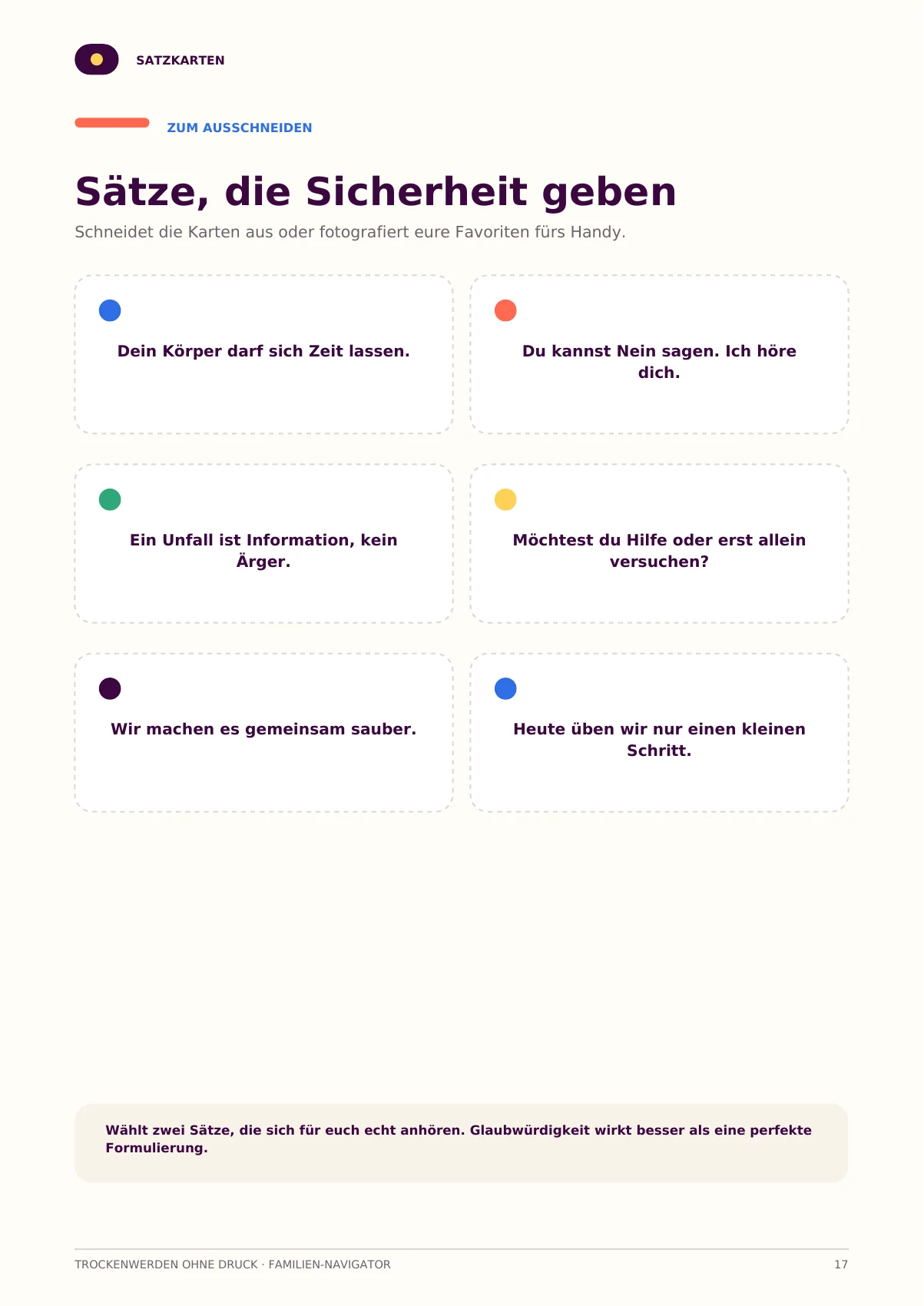 Originalseite 17: Satzkarten zum Ausschneiden